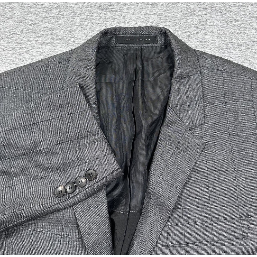 Hugo Boss Blazer Mens 40R Tag Gray Check Wool Vitale Barberis Canonico Jacket